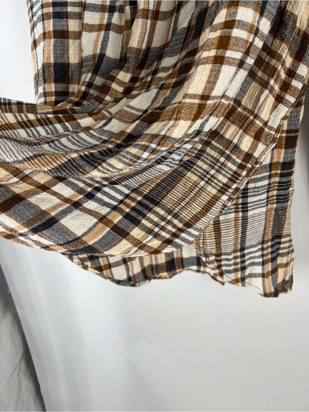 Pilcro Plaid Button-Up Shirt in Brown, Cream & Black - Picture 10 of 14